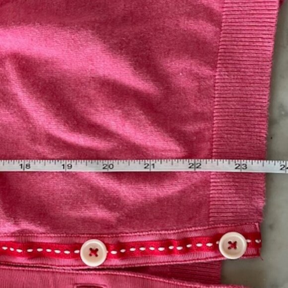 BODEN Pink Red Grosgrain Placket Button Cotton Long Sleeve Cardigan Swea… - Picture 15 of 15